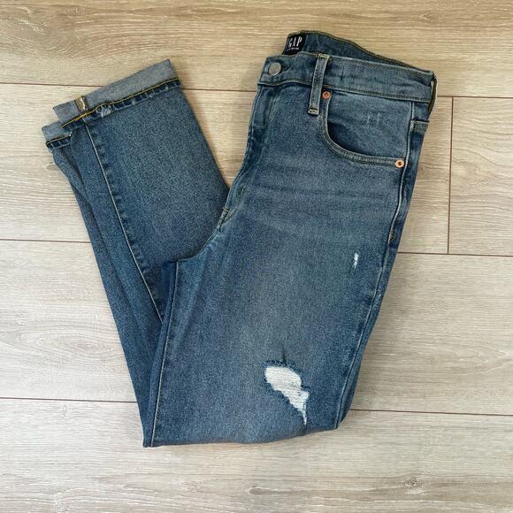 GAP Denim Jeans Straight Leg Distressed Size 28 Regular - Picture 1 of 7